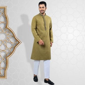 Classic Olive Color Regular Fit Panjabi by LUBNAN