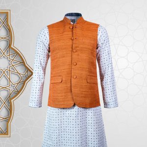 Lubnan Mens Regular Fit Orange Color Cotton Fabrics Koti