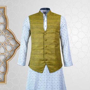 Lubnan Mens Regular Fit Olive Color Cotton Fabrics Koti