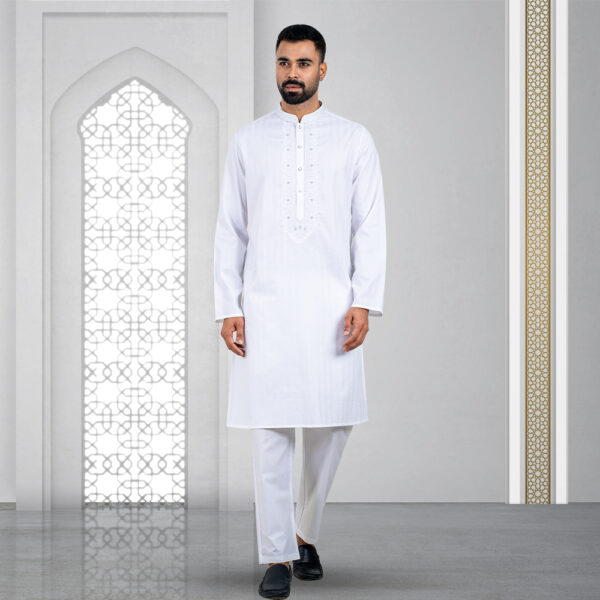Lubnan Men’s Regular Fit White Color Panjabi