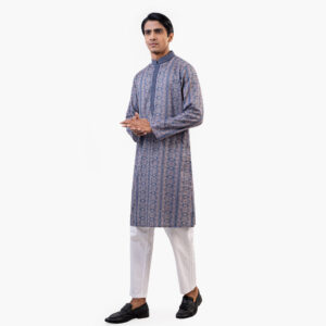 Lubnan Men’s Regular Fit Blue contrasted Panjabi