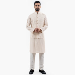 Lubnan Luxury Men’s Regular Fit Biscuit Color Premium Panjabi Set