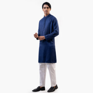 Lubnan Mens Blue Color Slim Fit Casual Panjabi