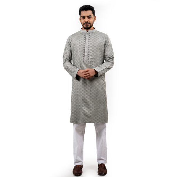 Lubnan Men’s Regular Fit Grey Contrasted Color Premium Panjabi