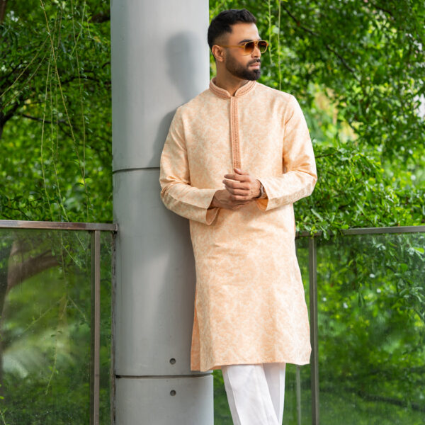 LUBNAN Men’s Slim Fit Pink Color Premium Panjabi