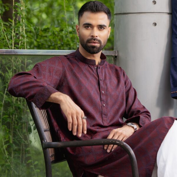 LUBNAN Men’s Premium Maroon Color Panjabi