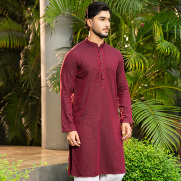 LUBNAN Men’s Slim Fit Maroon Color Premium Panjabi