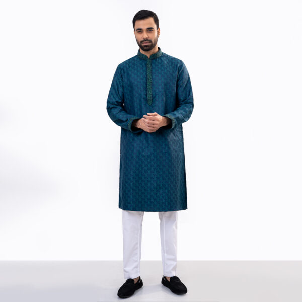 LUBNAN Men’s Blue Color Regular Fit Premium Panjabi