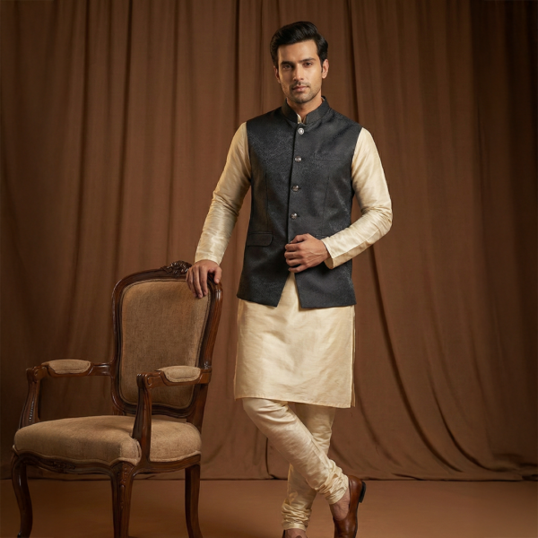 Premium Black Color Waistcoat by Lubnan