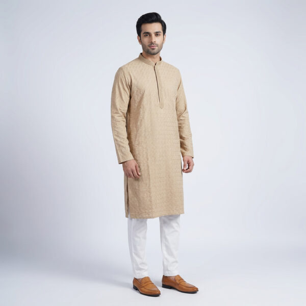 LUBNAN Men’s Biscuit Color Regular Fit Premium Panjabi