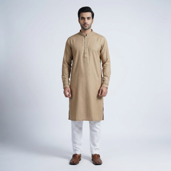LUBNAN Men’s Lite Brown Color Slim Fit Premium Panjabi