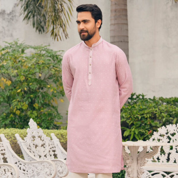 LUBNAN Men’s Pink Color Regular Fit Premium Panjabi