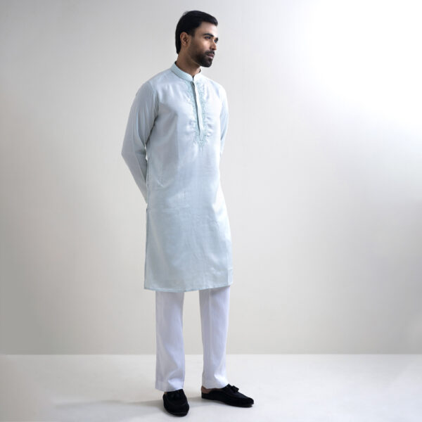 LUBNAN Men’s Lite Blue-Grey Color Regular Fit Premium Panjabi