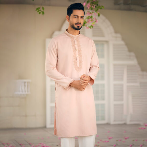 LUBNAN Men’s Biscuit Color Regular Fit Premium Panjabi