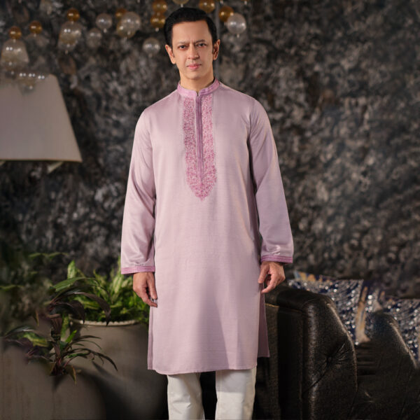 LUBNAN Men’s Pink Color Regular Fit Premium Panjabi