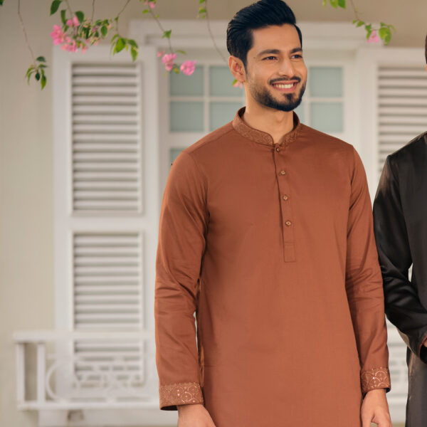 LUBNAN Men’s Lite Brown Color Regular Fit Premium Panjabi