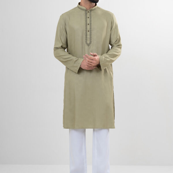 LUBNAN Men’s Pastel Olive Color Regular Fit Premium Panjabi
