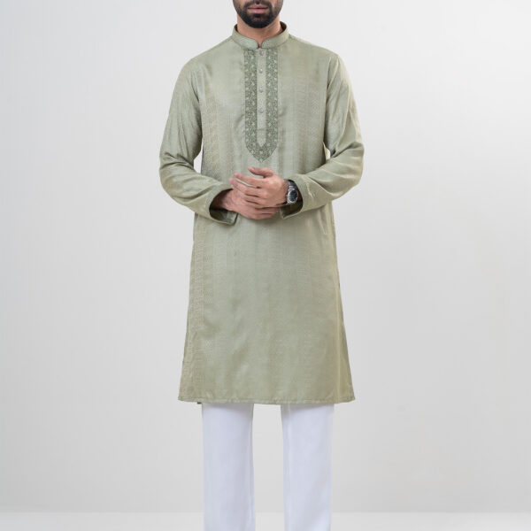 LUBNAN Men’s Lite Olive Color Regular Fit Premium Panjabi