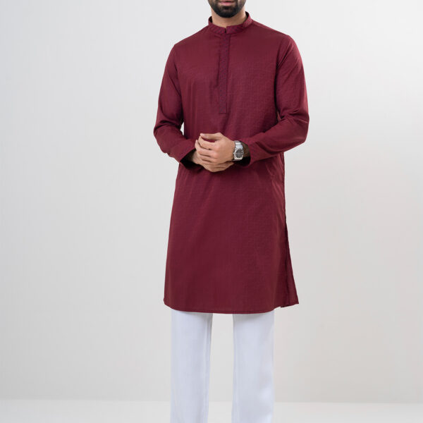 LUBNAN Men’s Maroon Color Regular Fit Premium Panjabi