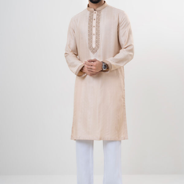 LUBNAN Men’s Biscuit Color Regular Fit Premium Panjabi