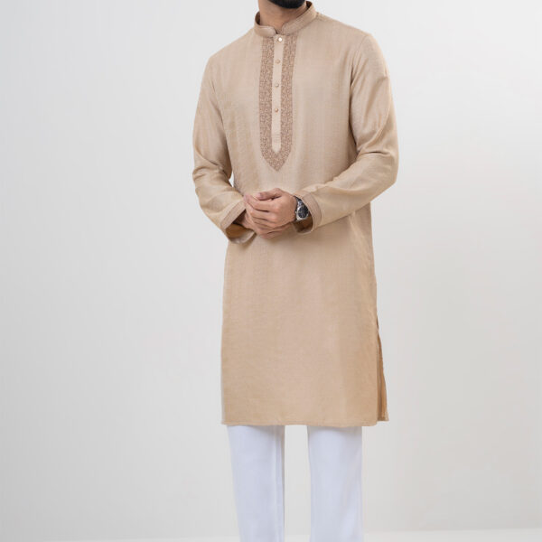 LUBNAN Men’s Biscuit Color Regular Fit Premium Panjabi