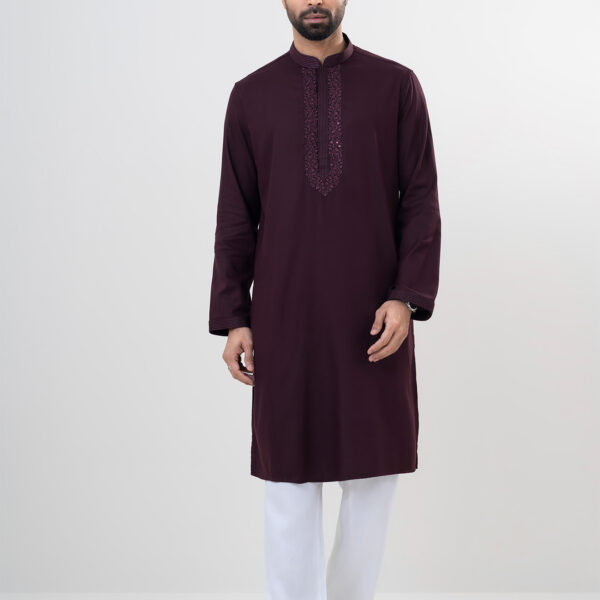 LUBNAN Men’s Chocolate Color Regular Fit Premium Panjabi