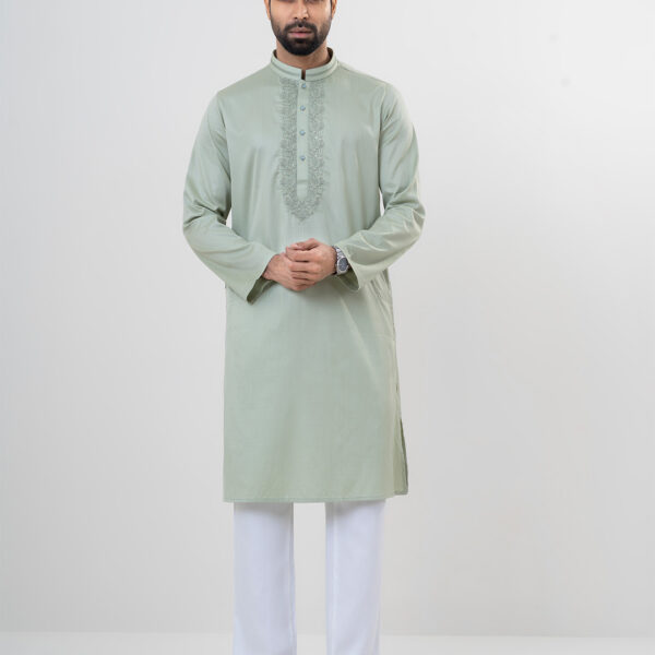 LUBNAN Men’s Lite Olive Color Regular Fit Premium Panjabi