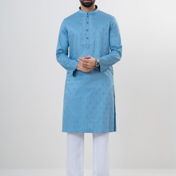 LUBNAN Men’s Paste Blue Color Regular Fit Premium Panjabi