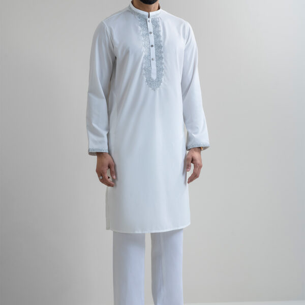 LUBNAN Men’s White Color Regular Fit Premium Panjabi