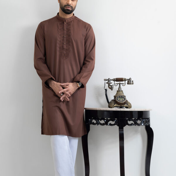 LUBNAN Men’s Chocolate Color Regular Fit Premium Panjabi