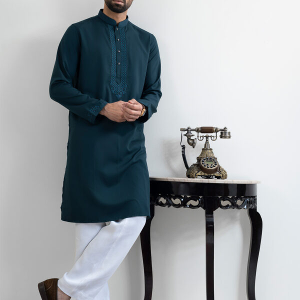 LUBNAN Men’s Forest Green Color Regular Fit Premium Panjabi
