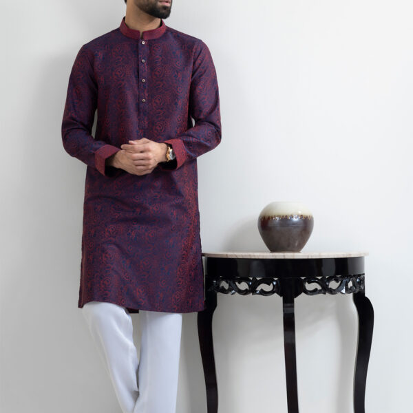 LUBNAN Men’s Maroon Color Slim Fit Premium Panjabi