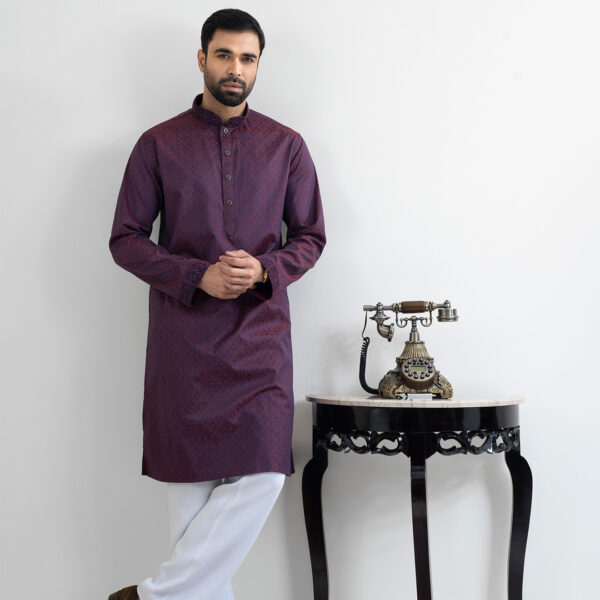 LUBNAN Men’s Maroon Color Slim Fit Premium Panjabi
