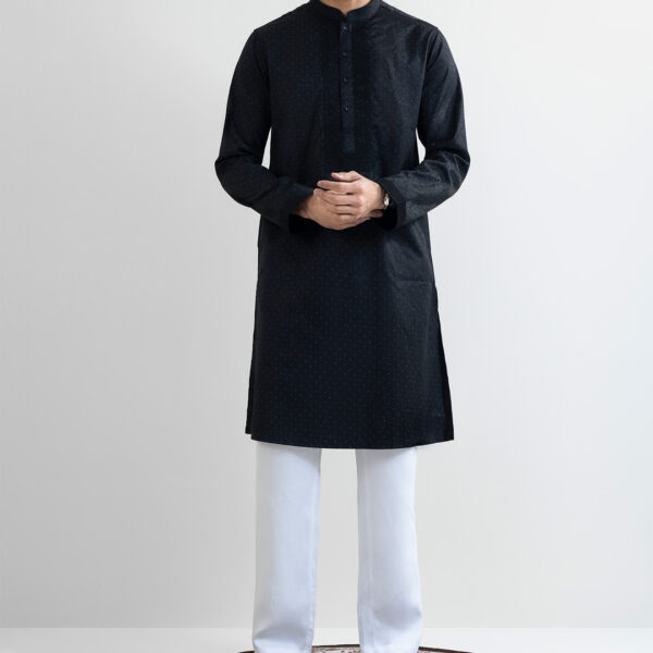 LUBNAN Men’s Black Color Slim Fit Premium Panjabi