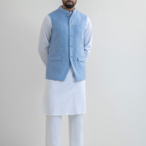Premium Lite Blue Color Waistcoat by Lubnan