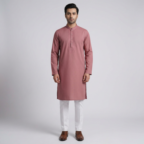 LUBNAN Men’s Rose Gold Color Regular Fit Premium Panjabi
