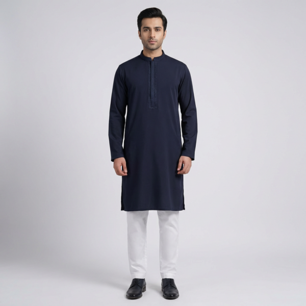 LUBNAN Men’s Black Color Regular Fit Premium Panjabi