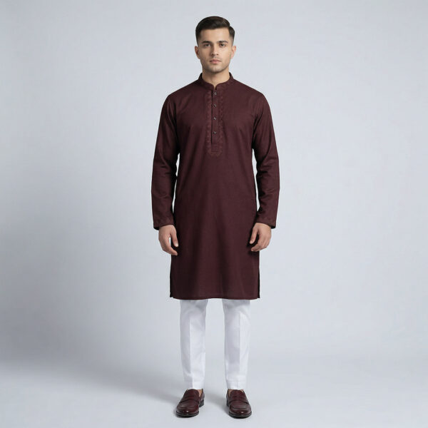 LUBNAN Men’s Lite Coffee Color Regular Fit Premium Panjabi