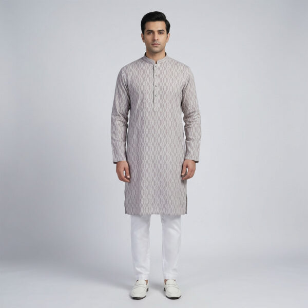 LUBNAN Men’s Grey- Ash Color Slim Fit Premium Panjabi