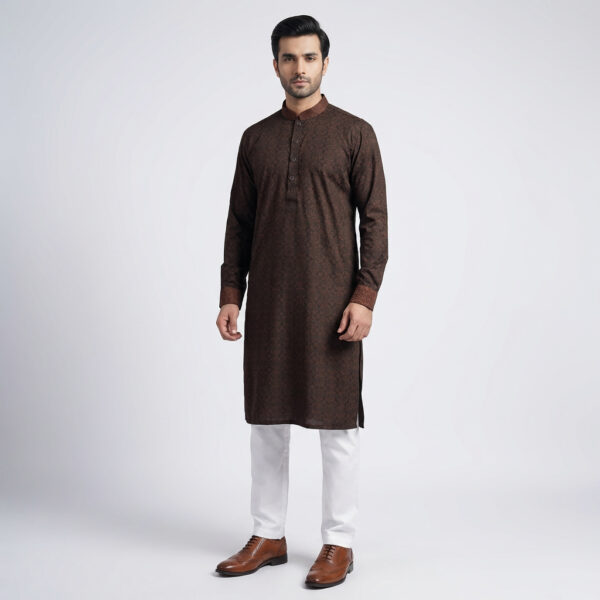 LUBNAN Men’s Dark Coffe Color Regular Fit Premium Panjabi