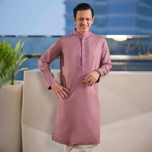 LUBNAN Men’s Faded Rose Color Regular Fit Premium Panjabi