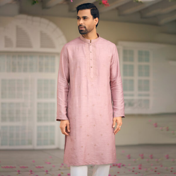 LUBNAN Men’s Lite Black Berry Color Regular Fit Premium Panjabi with Pajama