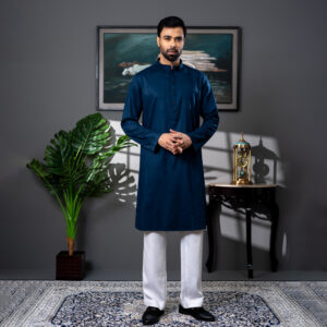 LUBNAN Men’s Blue Color Slim Fit Premium Panjabi